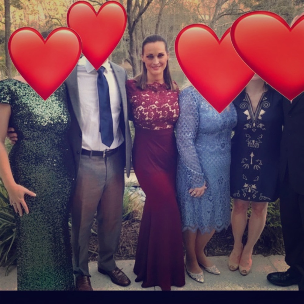 Burgundy Formal Lace Prom/Bridesmaid/Party Gown